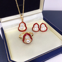 SHDIYAYUN Vente chaude Ensemble de perles de style chinois classique en forme de gourde Ensemble de bijoux en perles d'eau douce naturelles