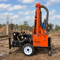 Foreuse rotative diesel portable sur roues FY-260L 22HP avec moteur, boîte de vitesses et pompe pour puits d'eau, équipement de forage de 260m de profondeur