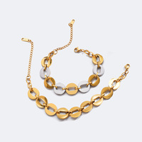 Bracelet à maillons épais pour femme, doré, avec découpe ovale, style vintage, en acier inoxydable, bijoux de mode, vente en gros