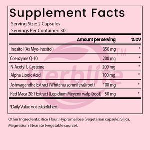 Cápsulas de Apoyo a la Fertilidad para Mujeres, Coenzima Q10, Ashwagandha, Mio-Inositol y Más, Suplemento para la Salud, Vegano, Sin OMG, Sin Gluten - Product Image 2