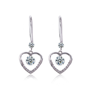 Pendientes de plata de ley S925 con forma de corazón y circonita, diseño hueco para mujer, uso diario - Product Image 5