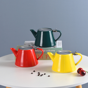 Logo personalizzato design macarons colori <span class=keywords><strong>teiera</strong></span> in ceramica con filtro infusore in acciaio inossidabile - Product Image 3