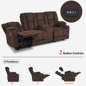 Canapé inclinable électrique avec chaleur et massage, ports USB, porte-gobelets, canapé inclinable double 3 places - Product Image 6