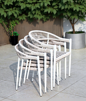 Chaises en aluminium nordiques, meubles de jardin en rotin, chaise empilable, mobilier commercial, utilisation imperméable pour patio et balcon