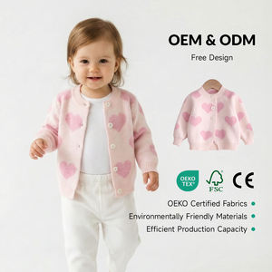 Vêtements Tricotés pour Bébés OEM ODM, <span class=keywords><strong>Cardigan</strong></span> en Maille pour Tout-Petits Garçons, Barboteuse et Pull pour Bébés Filles - Product Image 1