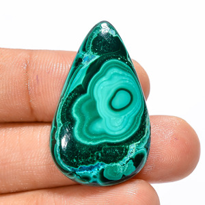 Pierre précieuse en malachite 100% naturelle, en vrac, toutes formes mélangées, cabochon, certifiée par un tiers FAIJAN GEMS Rajasthan pour pendentif de bijoux - Product Image 2