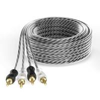 Câble audio RCA pour amplificateur de voiture, paire torsadée, gaine en PVC transparent, tête moulée par injection mono.