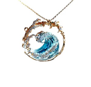Estate moda onda cubica zirconi collana Ocean orecchino cerchio oceano <span class=keywords><strong>giuramento</strong></span> Set di gioielli per donna ragazza - Product Image 5