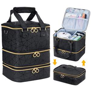 Échantillon gratuit, grande trousse de maquillage, kit professionnel pour maquilleurs, étui de transport en cuir, étui de voyage professionnel avec bandoulière - Product Image 2