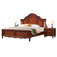 Amerikanischer Luxus-Stil Kingsize-Schlafzimmerbett Europäischer Stil Hochwertiges Massivholz-Doppelbett Weiches Kopfteil Lederbett Modern