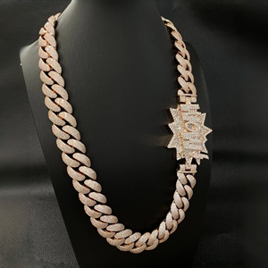 Statement Custom Clasp 20mm Cuban Link <b>Chain</b> <b>Iced</b> <b>Out</b> 925 Sterling Sliver Vvs Moissanite Unique Cuban <b>Chain</b> - Product Image 1