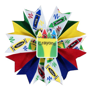 Nouvelle Collection : Nœud à cheveux 4,5'' pour la rentrée scolaire, motif livre, pomme et bibliothèque, pour les enseignants, accessoires capillaires - Product Image 1