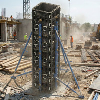 Système de coffrage en béton réglable MINGLEI, coffrage en plastique pour piliers en béton, pour la coulée de colonnes carrées