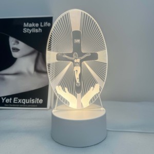 Fabrik anpassen Jesus Nachtlicht Günstige 3D Acryl Led Lampe Jungfrau Maria Illusion Acryl 3D Lichter Kirche Muster Home Decor - Product Image 4