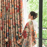 Cortinas Opacas con Diseño Floral y de Aves, Estilo Vintage, Múltiples Opciones de Montaje para Dormitorio y Sala de Estar