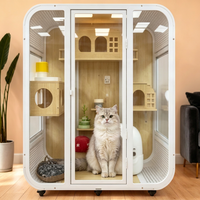 Villa pour chat moderne minimaliste à plusieurs niveaux en contreplaqué, MDF et fer, mobilier pour chat d'intérieur, toutes saisons