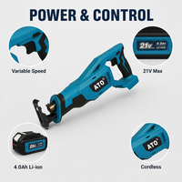 Scie sauteuse sans fil ATO A8081 21V à moteur sans balais, vitesse variable, batterie au lithium pour le bricolage, l'industrie, le sciage du bois et de la pierre
