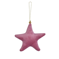 Weihnachtliche Hängende Samt-Stern-Dekorationen 10cm Geprägt für Weihnachtsbaum Kamin Silvester Ornament
