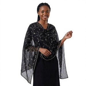 Wholesale <b>Chiffon</b> Embroidery Women Head <b>Scarf</b> Shawl Lightweight Breathable Modest Wear Floral Print Soft Wrap OEM - Product Image 1