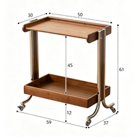 Chariot roulant vintage en fer et bambou, table basse mobile, étagère de rangement, chariot de service, table d'appoint pour canapé, pour la maison et le bureau