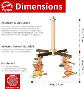 Parrot oyuncak ile dönen papağan levrek oyuncak, her türlü kuşlar için doğal ahşap levrek <span class=keywords><strong>stand</strong></span>ı, kuş kafesi aksesuar ile egzersiz tekerleği - Product Image 2