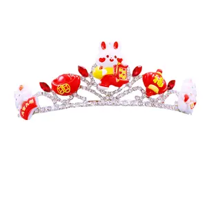 HY Girls' children's rhinestone Crown Headwear Festive accessories New Year elements Comb headband