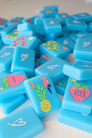 Mahjong américain en acrylique à motif Baies Roses, ensemble de 160 tuiles, tapis de jeu personnalisé, achat en gros pris en charge