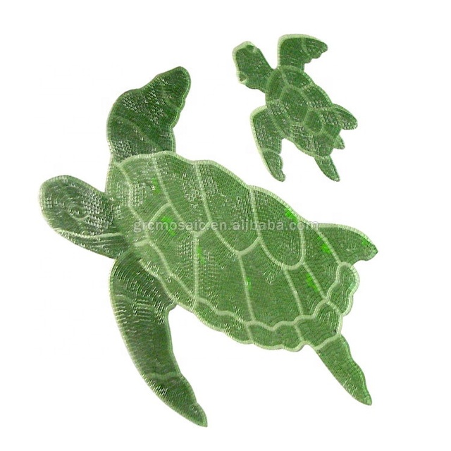 Hand Cutting Sea World Puzzle Dolphin Sea Turtle Swimming Pool Tiles Hot Melt Crystal Glass Crystal Tile Wall Mural Mosaic
