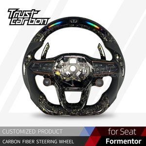 Volante Deportivo Personalizado de Fibra de Carbono Forjado en Oro con LED para <span class=keywords><strong>Seat</strong></span> Cupra Tavascan Terramar Formentor VZ <span class=keywords><strong>Leon</strong></span> Ibiza Ateca Arona - Product Image 2