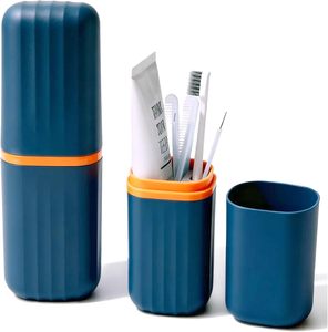 Support de brosse à dents portable compact avec gobelet de rinçage, design simple, organisateur de dentifrice en plastique, pratique pour les soins bucco-dentaires - Product Image 2