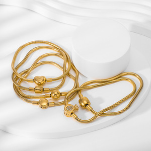 Bracciale Personalizzato Lucido Morbido a Osso di Serpente Placcato Oro Impermeabile in Acciaio Inossidabile 316L per <span class=keywords><strong>Coppia</strong></span> - Product Image 5