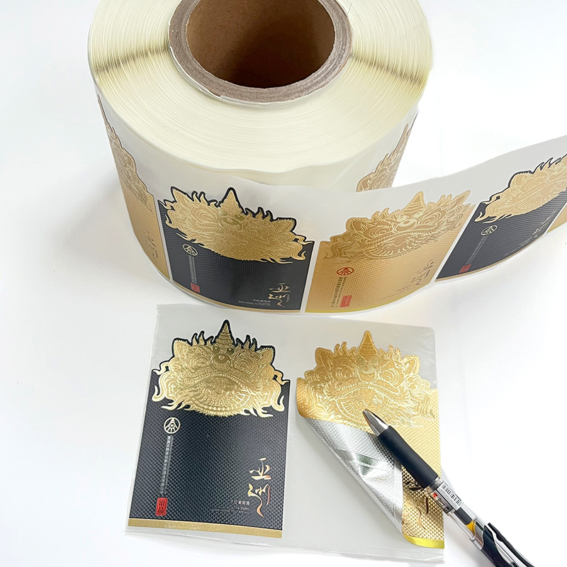 Custom Printing Die Cut Aluminum Foil Embossed Sticker Logo Gold Stamping Metallic Raised Label Designed for Wine Bottle