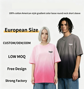 T-shirts unisexes à manches courtes en coton 100% avec <span class=keywords><strong>teinture</strong></span> dégradée, col rond, coupe ample, t-shirts décontractés vierges, possibilité d'impression de logo personnalisé - Product Image 6