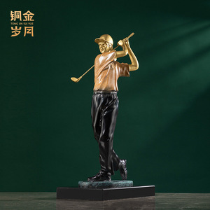 Figura de jugador de golf en bronce, cobre y oro, escultura artística hecha a mano para decoración de sala de estar - Product Image 5