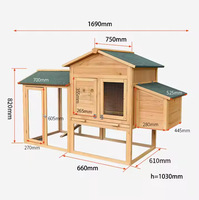 Poulailler en bois avec fermeture à bouton, double porte, grande taille, enclos extérieur pour l'élevage - Vente transfrontalière à succès