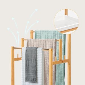 <span class=keywords><strong>Porte</strong></span>-serviettes en bambou pour salle <span class=keywords><strong>de</strong></span> bain, barre <span class=keywords><strong>de</strong></span> serviettes <span class=keywords><strong>de</strong></span> <span class=keywords><strong>plage</strong></span> autoportante à 3 niveaux, <span class=keywords><strong>porte</strong></span>-serviettes en bois avec étagère <span class=keywords><strong>de</strong></span> rangement inférieure pour le bain - Product Image 5