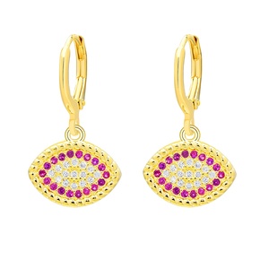 Pendientes de aro colgantes Nuevo estilo Pavimentado Zircon Diablo y Ojo Pendientes grandes 925 Joyería de moda de plata para mujeres Damas - Product Image 1