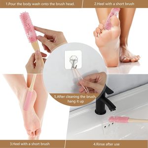 15.7" Toe Cleaning Brush, Foot Scrubber for Shower, Rubber Toe <b>Gap</b> Cleaning Brush Long Handle for Seniors,Elderly - Product Image 4