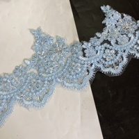 Multi Colors Floral Embroidery Cord Mesh Lace Trim With Sequins LT2568B