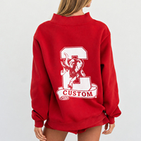 Sweat-shirt surdimensionné personnalisé pour femme, col montant, avec logo lettres et chiffres, en molleton 100% coton, épaules tombantes, pull décontracté à col haut