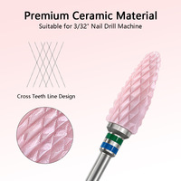 OYL Fraise à ongles professionnelle en forme de maïs rose, 5 grains – Tête de polissage en céramique durable pour le retrait du vernis gel et des cuticules