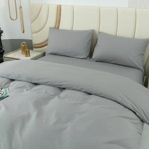 Set di Biancheria da Letto Morbido e Confortevole ad Alto Numero di Fili Colore Grigio 60% Cotone Lenzuola Copripiumino e Federe Misura <span class=keywords><strong>Queen</strong></span> - Product Image 5