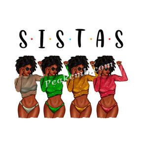 Transferts DTF pas cher Sistas Afro Fashion femmes conception de transfert de fer sur vinyle pour les chemises - Product Image 2