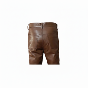 กางเกงหนังผู้ชายคุณภาพดีเยี่ยมจากอุตสาหกรรมชั้นนำ ทรงตรง ใส่สบาย ระบายอากาศได้ดี เหมาะสำหรับฤดูหนาว สไตล์ลำลอง - Product Image 1