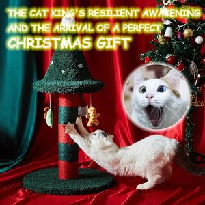 Griffoir pour chat avec 4 jouets en peluche suspendus - Alternative à l'arbre de Noël Offrez à votre chat un jouet et un griffoir en un seul - Product Image 6