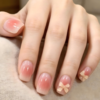 Vente en gros de faux ongles courts en ABS à pression, dégradé rose 3D, réutilisables, OEM, étiquette privée, fournitures de salon