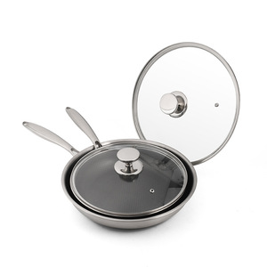 Ensemble de poêles antiadhésives modernes en acier inoxydable 304 Wok en verre transfrontalier pour la cuisson du steak et des crêpes - Product Image 5