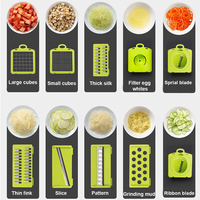 Hachoir manuel durable 14-en-1 pour légumes, coupe-oignon, trancheuse à fruits, éplucheur de pommes de terre, outils pour fruits et légumes