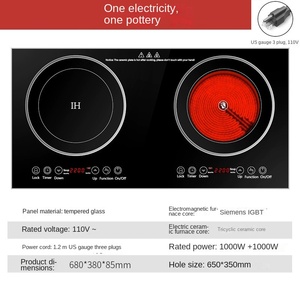 Table de cuisson à induction double concave en céramique 3500W, brûleur unique, cuisinière électrique commerciale pour wok, boîtier en acier inoxydable, commande tactile - Product Image 6