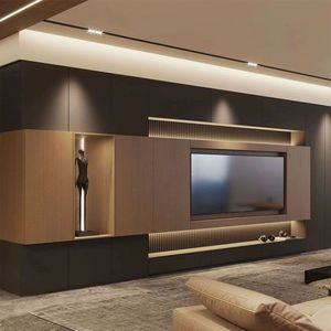 Meuble TV mural minimaliste de luxe italien RTA – Économisez 900 USD sur les frais de main-d'œuvre, pas de <span class=keywords><strong>menuisier</strong></span> nécessaire, bordure Homag allemande - Product Image 1